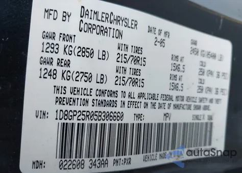 2005 Dodge Caravan Se from USA, damaged, VIN 1D8GP25R05B306660